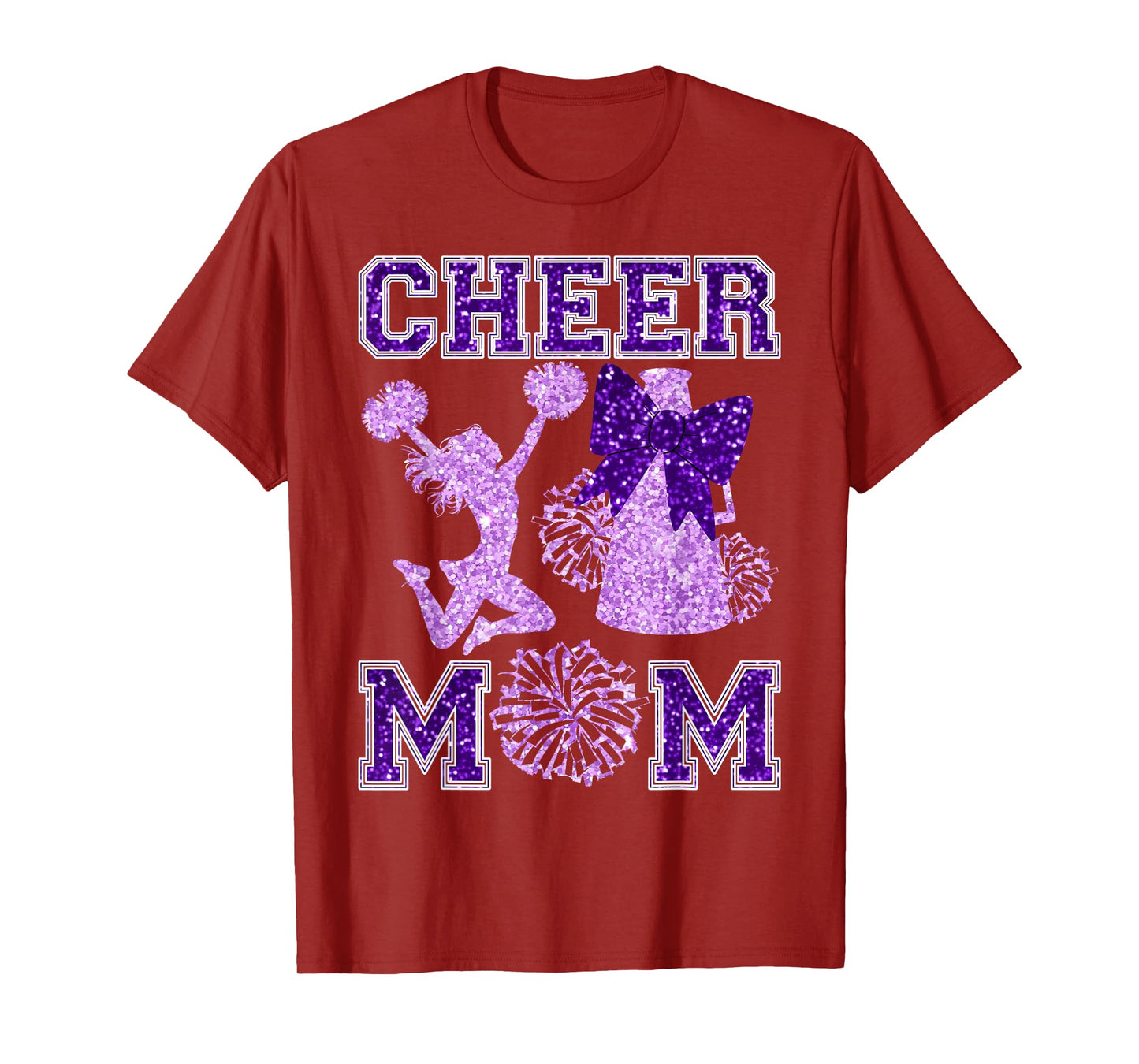 Cheer Mom Mama Bow Sport Cheerleader Cheerleading Purple T-Shirt