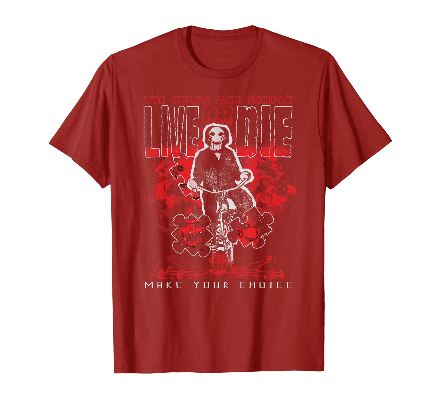 Saw The Rules are Simple Jigsaw Puzzle Pieces Horror Movie T-Shirt