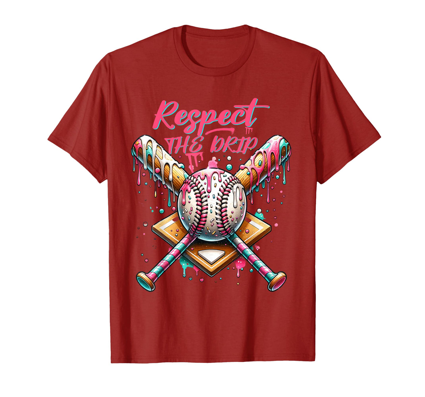 Respect The Drip Baseball Home Plate Ice Cream Dripping T-Shirt
