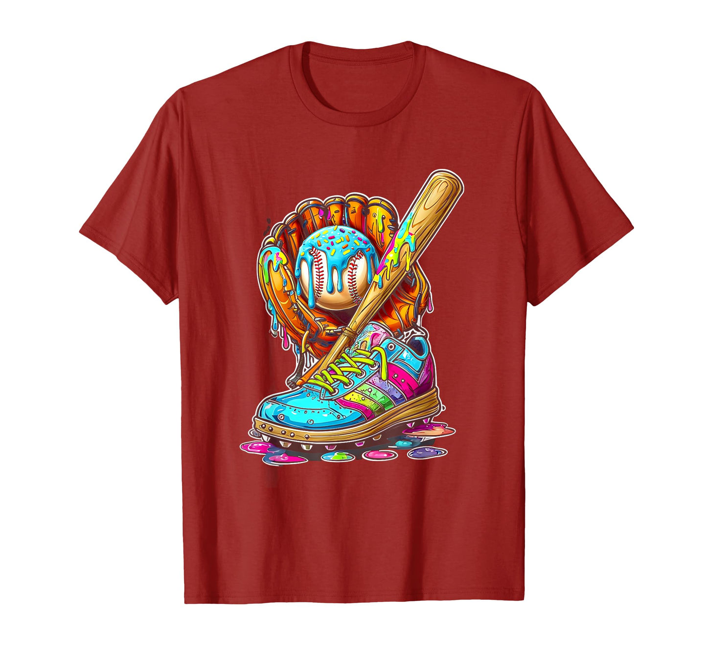 Ice Cream Drip Baseball Stuff Softball Drip Glove Bat Shoe T-Shirt