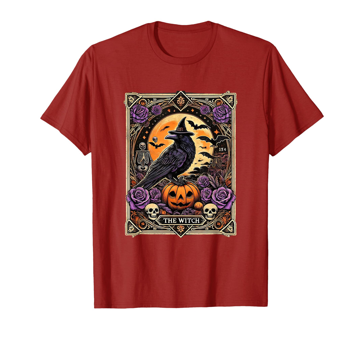Vintage Gothic The Witch Black raven Tarot Card Halloween T-Shirt