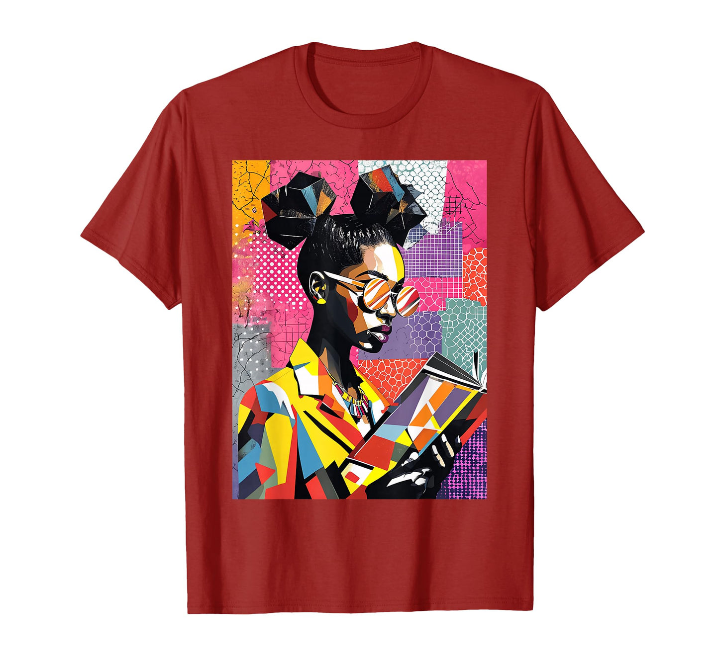 Geometric Black History Educated Women Reading Book Melanin T-Shirt