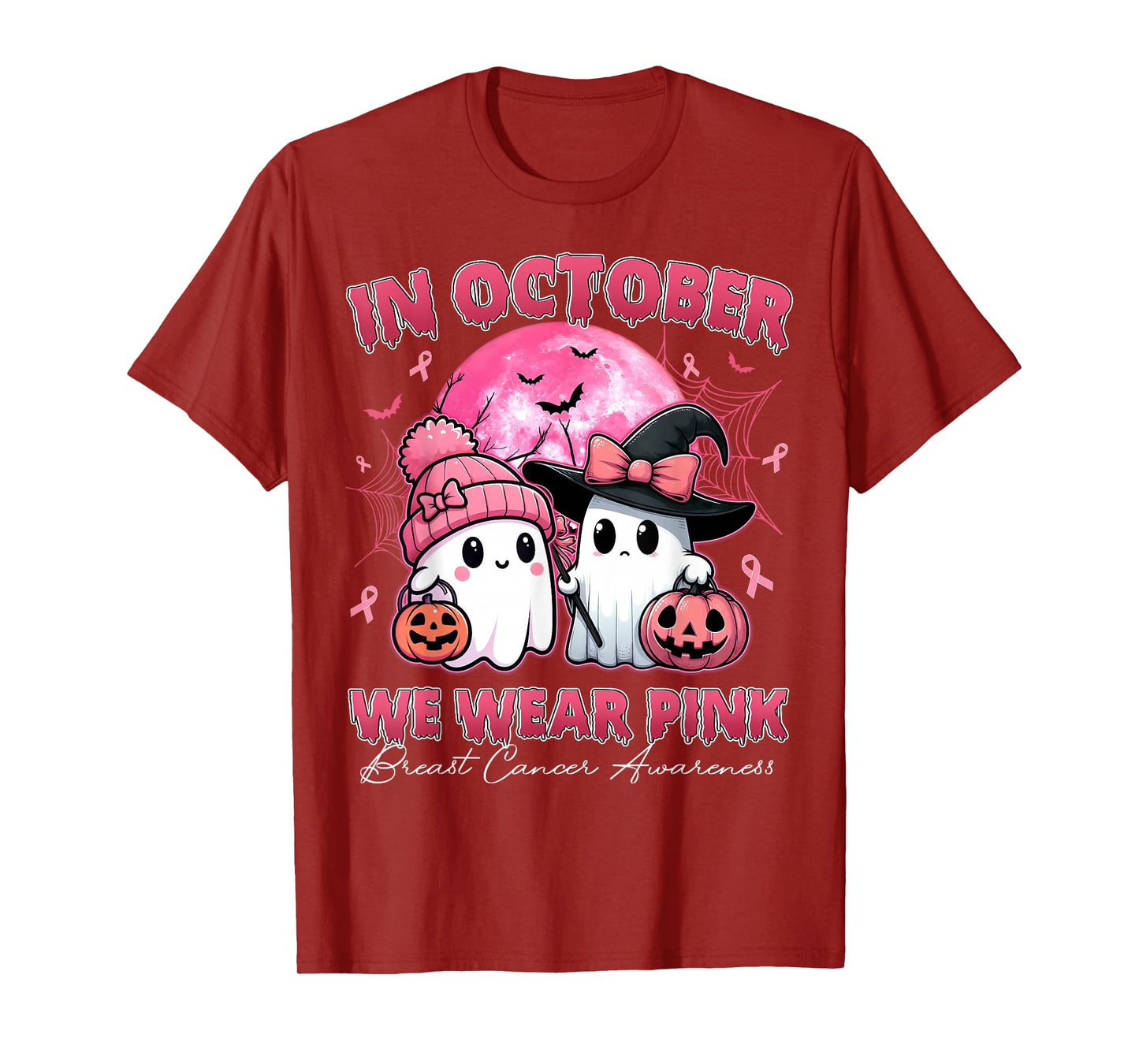 Breast Cancer Shirts Women Halloween October Wear Pink T-Shirt