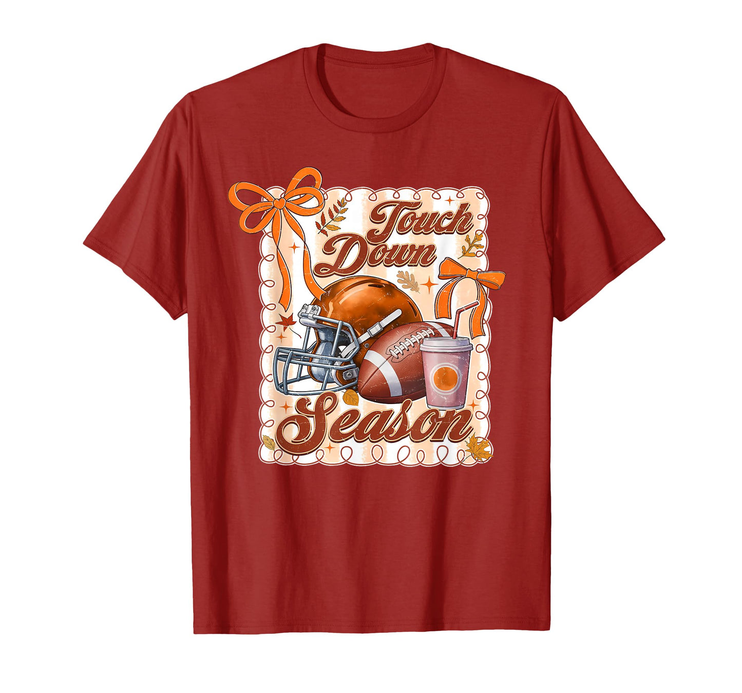 Touchdown Season American Football Game Day Coquette Bow T-Shirt