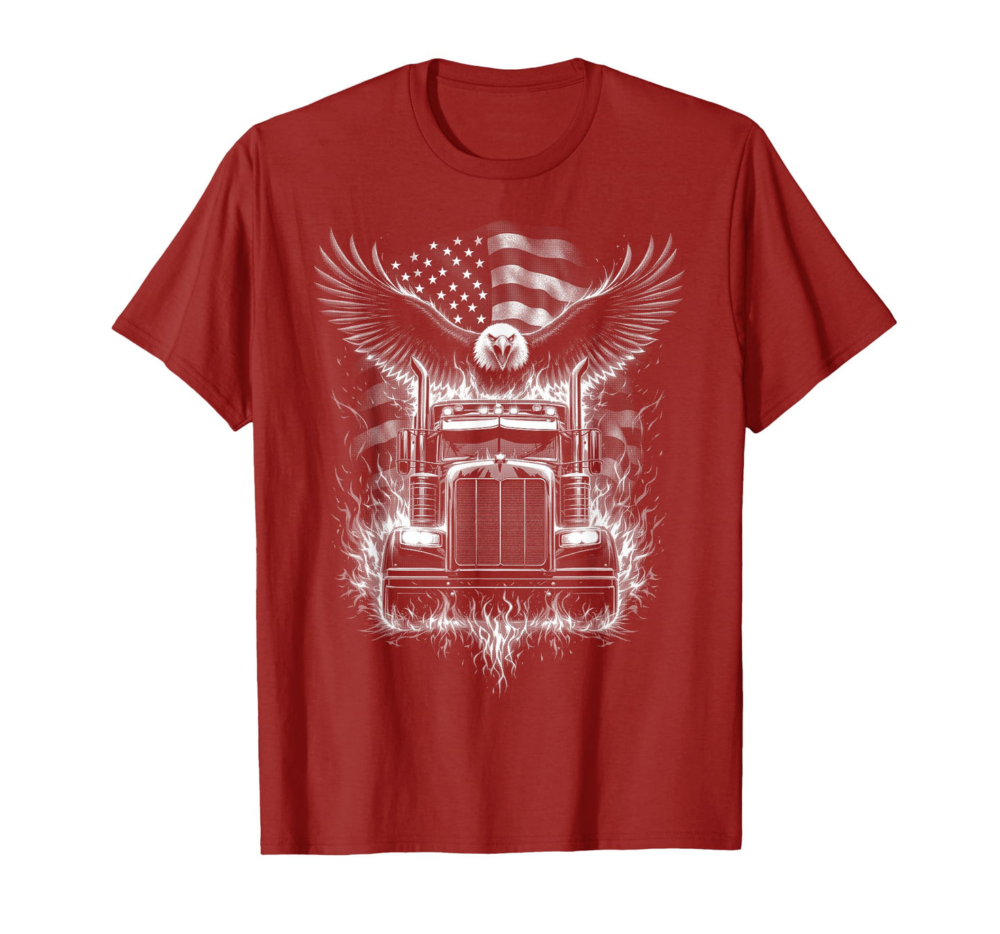 Trucker Patriotic American Flag Semi Truck Driver Eagle T-Shirt