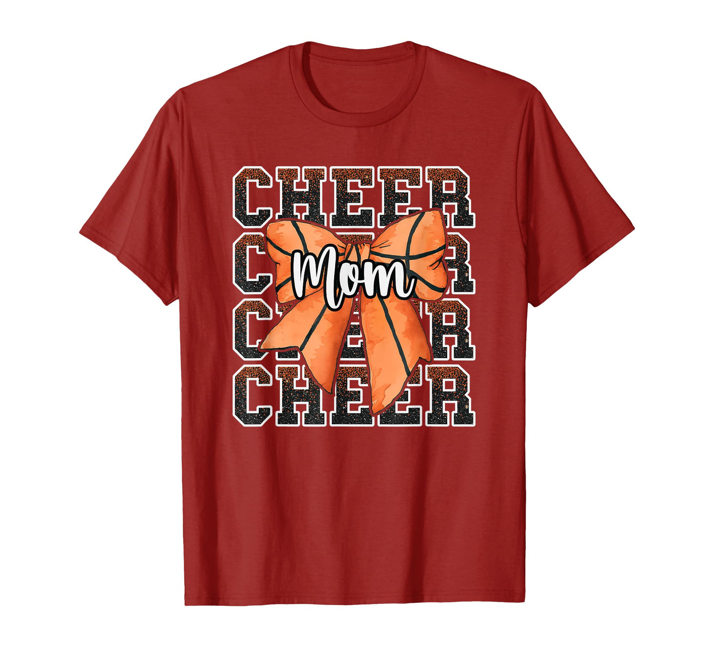 Proud Cheer Mom Mama Coquette Bow Sport Basketball Orange T-Shirt