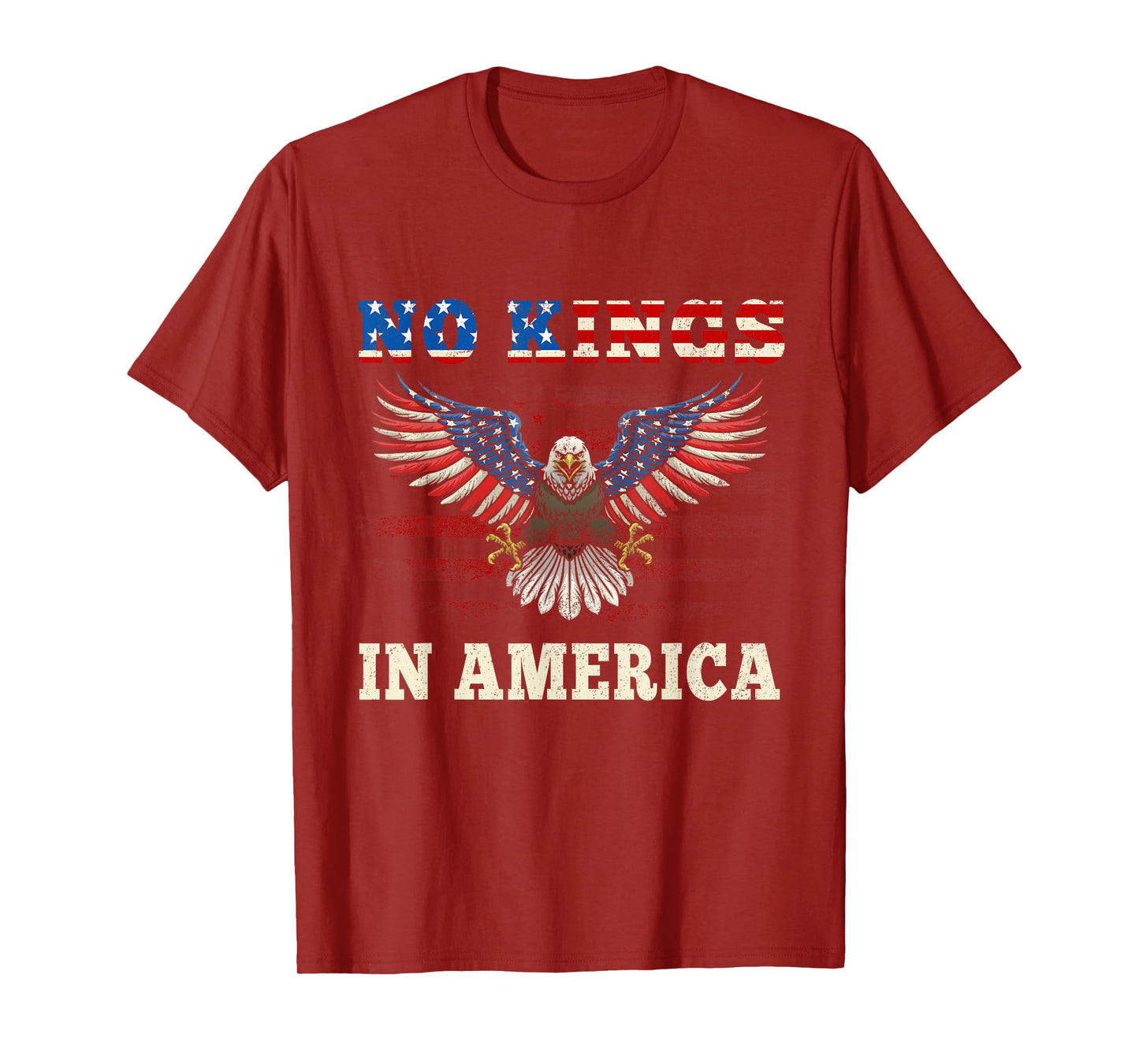 No Kings in America America Flag Vintage No Kings Eagle Flag T-Shirt