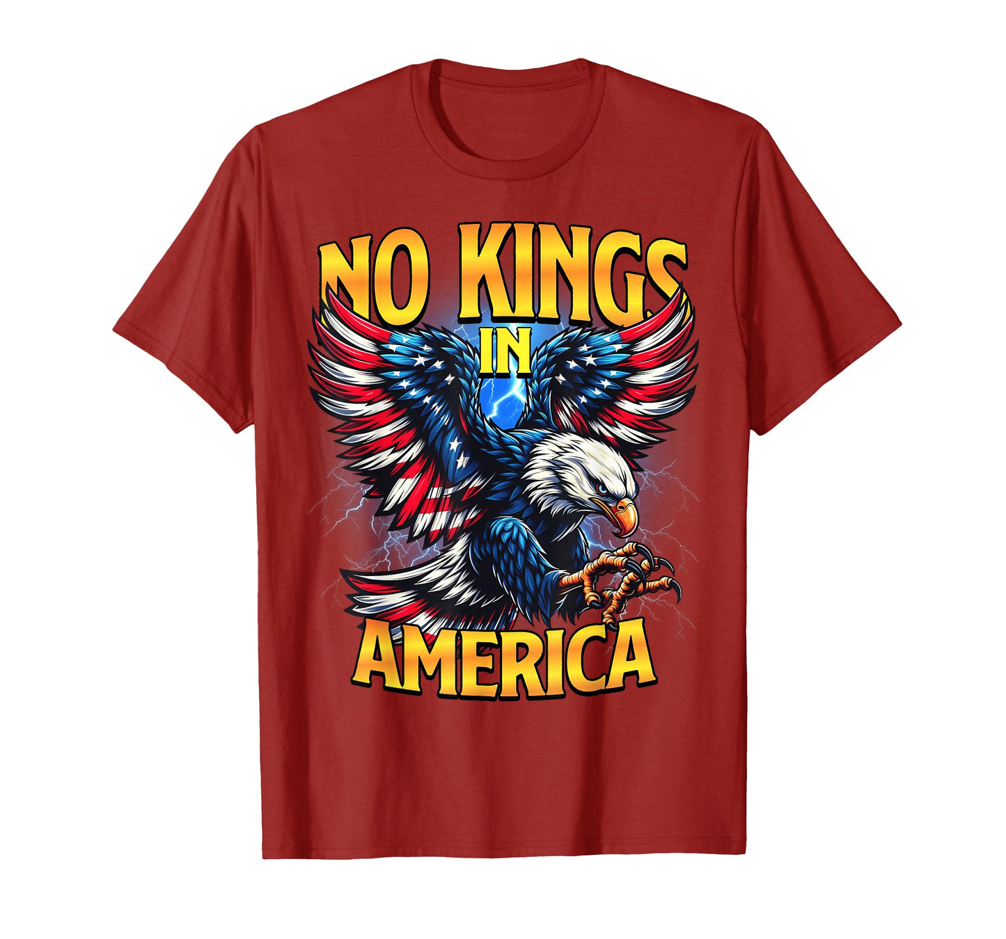No Kings in America Eagle Patriotic USA Flag Democracy T-Shirt