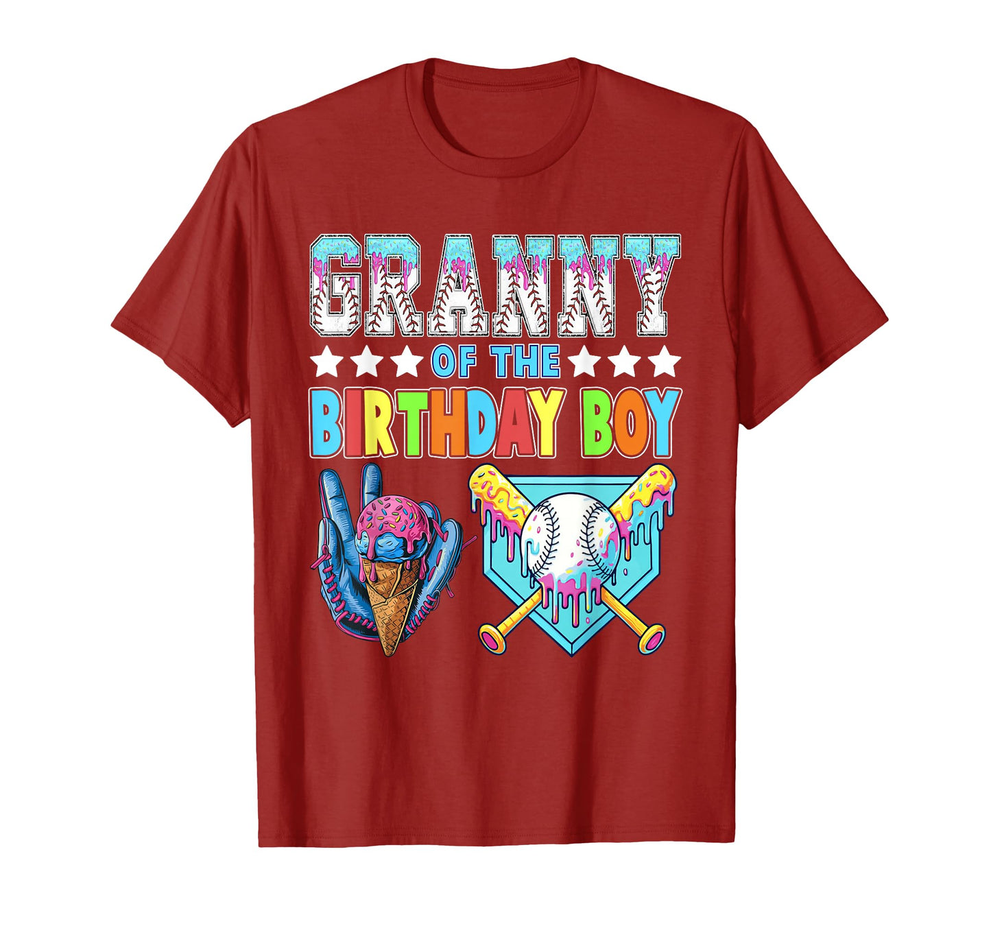 Baseball Ice Cream Drip Granny of The Birthday Boy T-Shirt