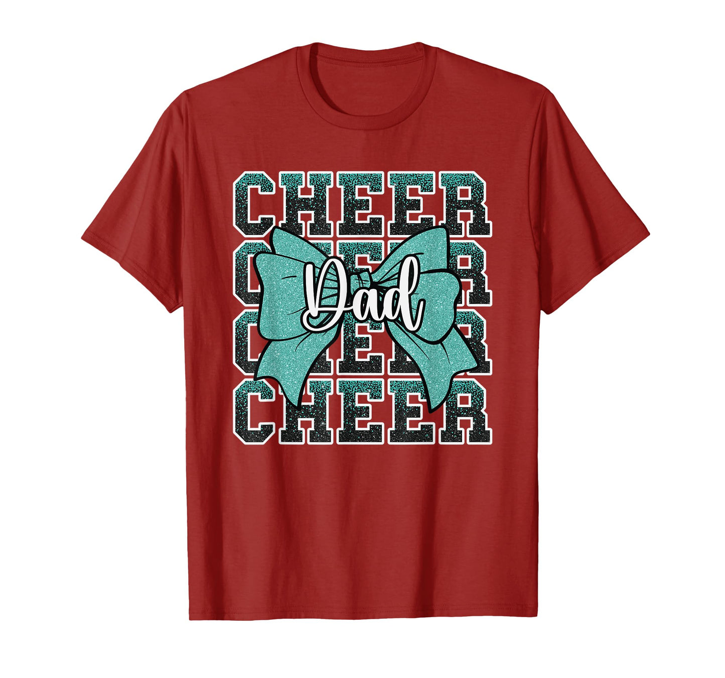 Cheer Dad Daddy Bow Sport Cheerleader Cheerleading Teal Blue T-Shirt