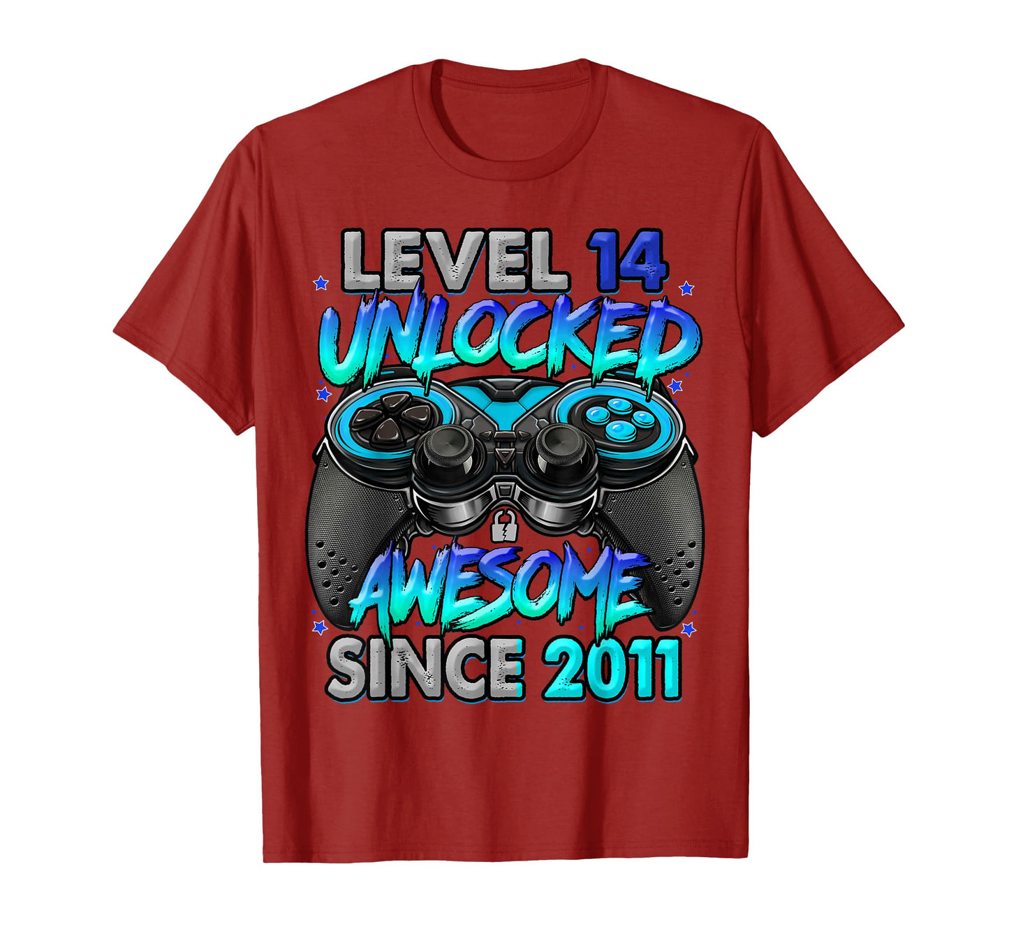 Level 14 Unlocked Awesome Since 2011 14th Birthday Gaming T-Shirt