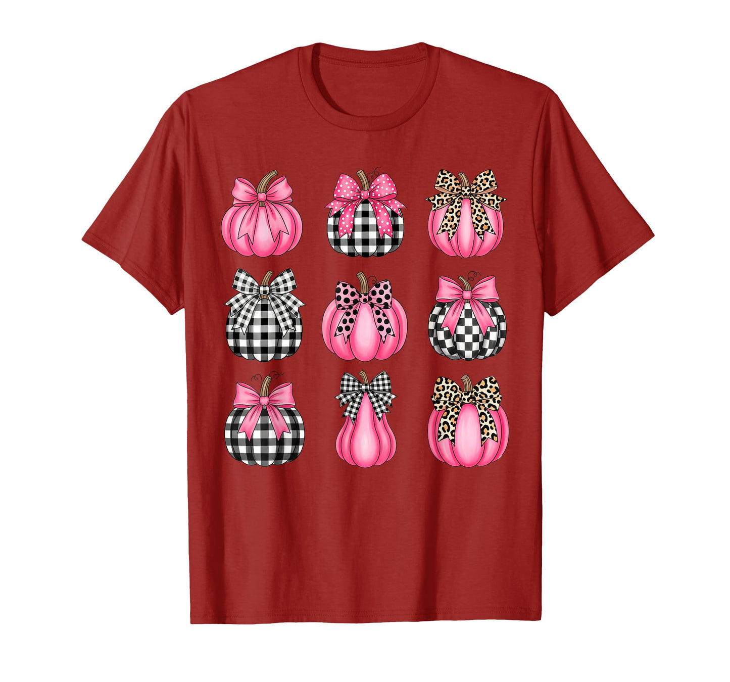 Preppy Buffalo Plaid Pink Pumpkin Shirt Bow Coquette Trendy T-Shirt