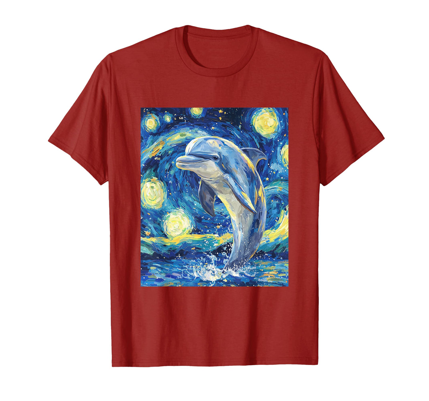 Cute Dolphin - Van Gogh Style - Starry Night Graphic T-Shirt