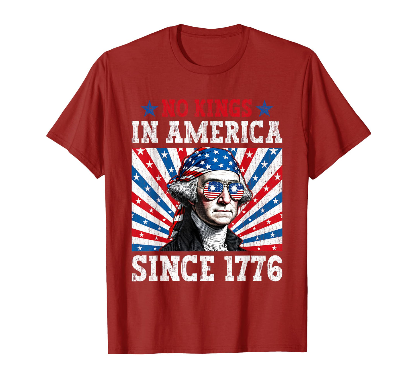 No Kings in America Since 1776 Distressed USA Flag Vintage T-Shirt