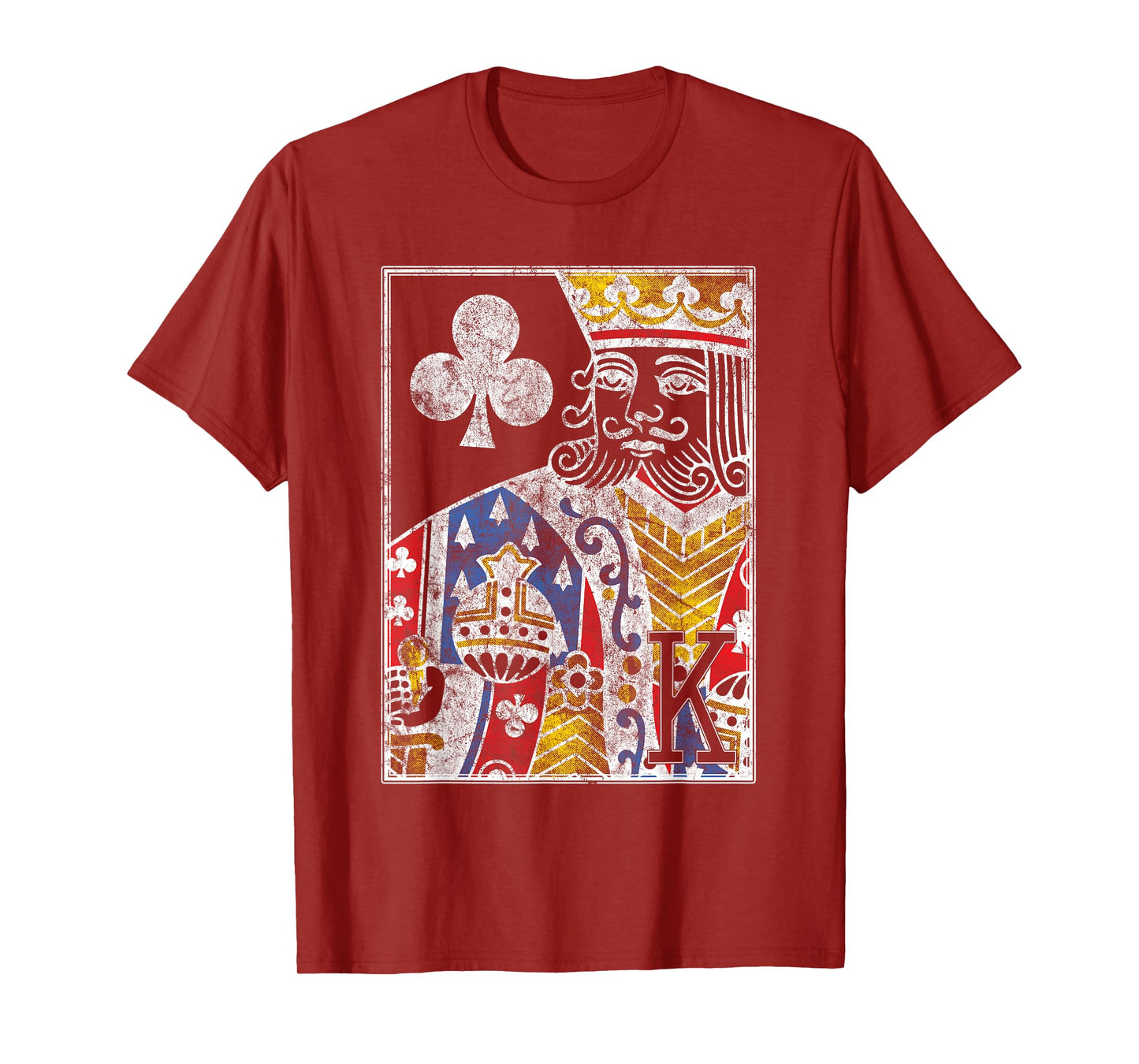 King of Clubs Vintage Look Distressed Playing Card T-Shirt