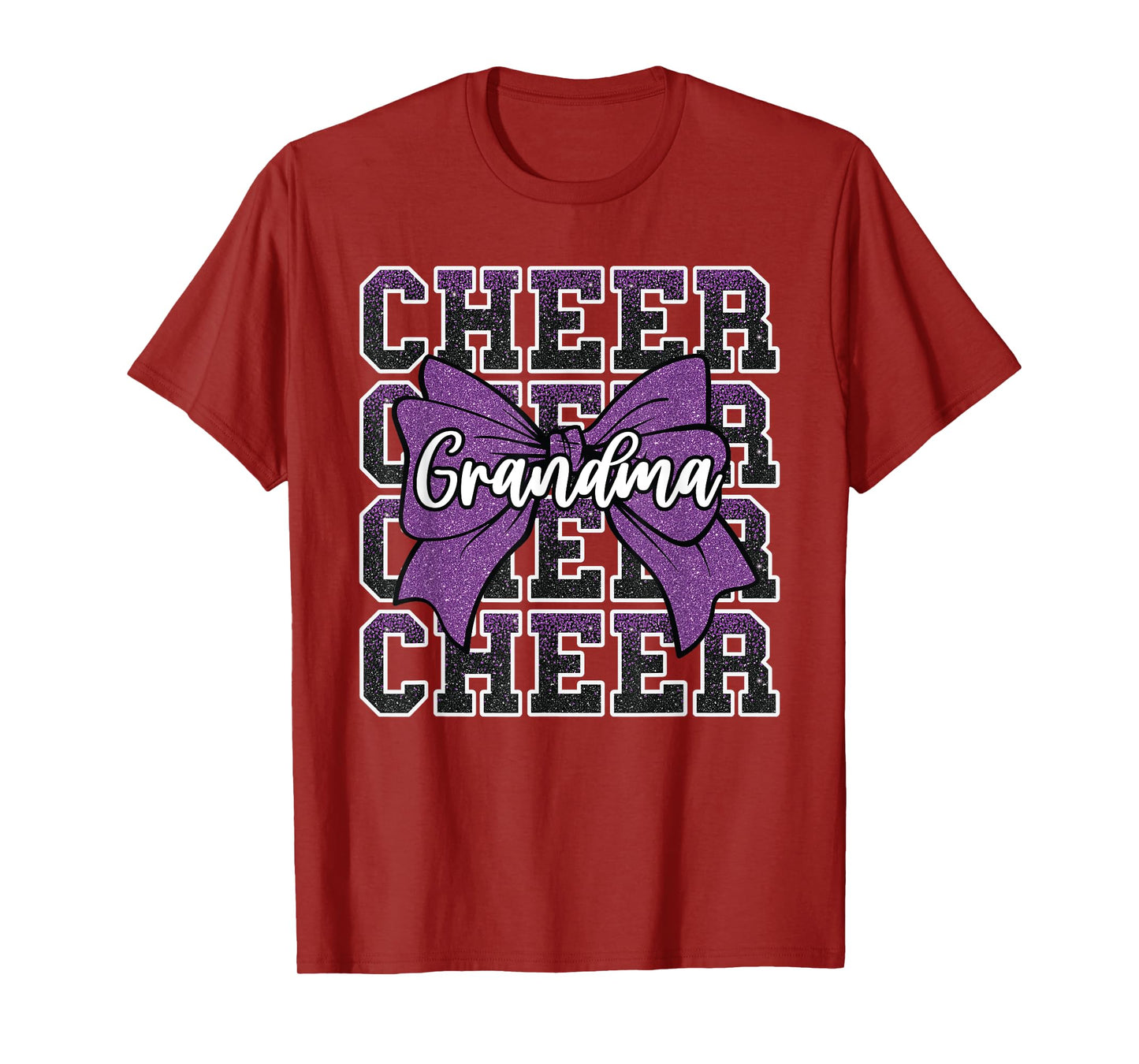 Cheer Grandma Bow Sport Cheerleader Cheerleading Purple T-Shirt