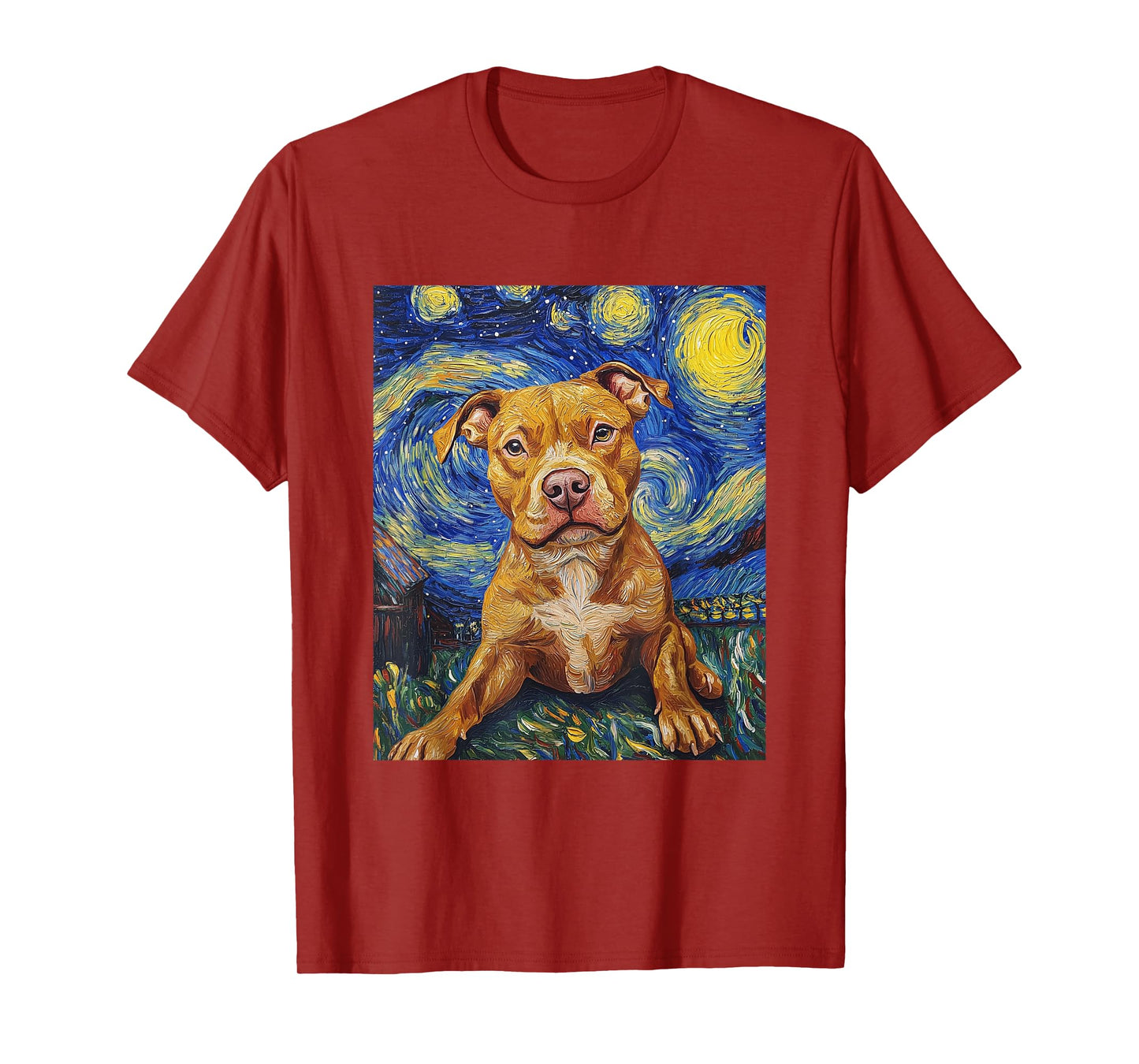 Pitbull Dog Pit Bull Pittie - Van Gogh Style - Starry Night T-Shirt
