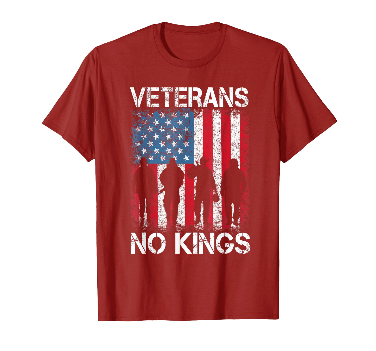 Veterans No Kings Vintage Military America Flag Veterans Day T-Shirt