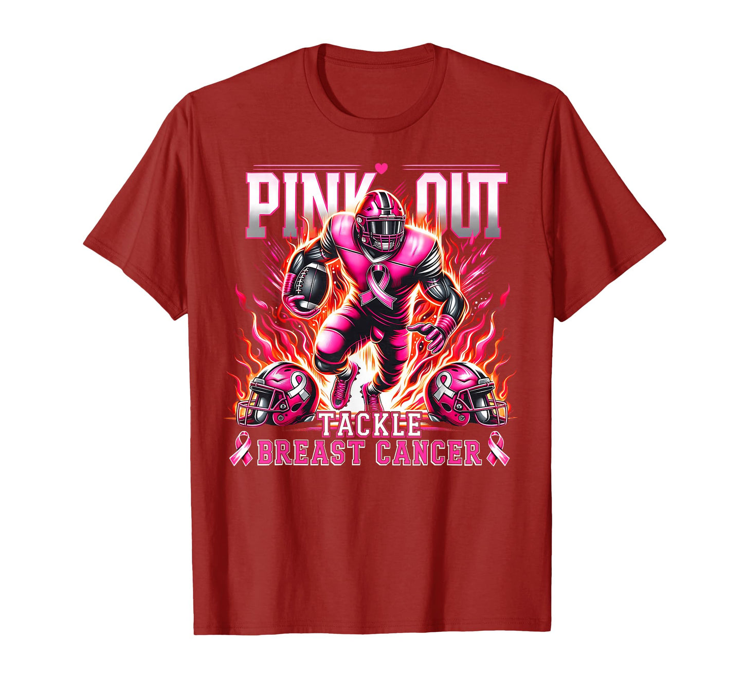 Football Pink Out Tackle Breast Cancer Awareness Men Women T-Shirt