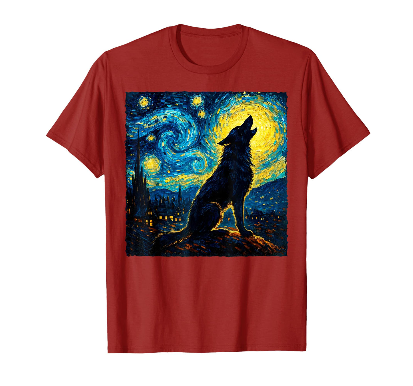 Wolf Starry Night Howling Moon Funny Gifts for Men Women Kid T-Shirt