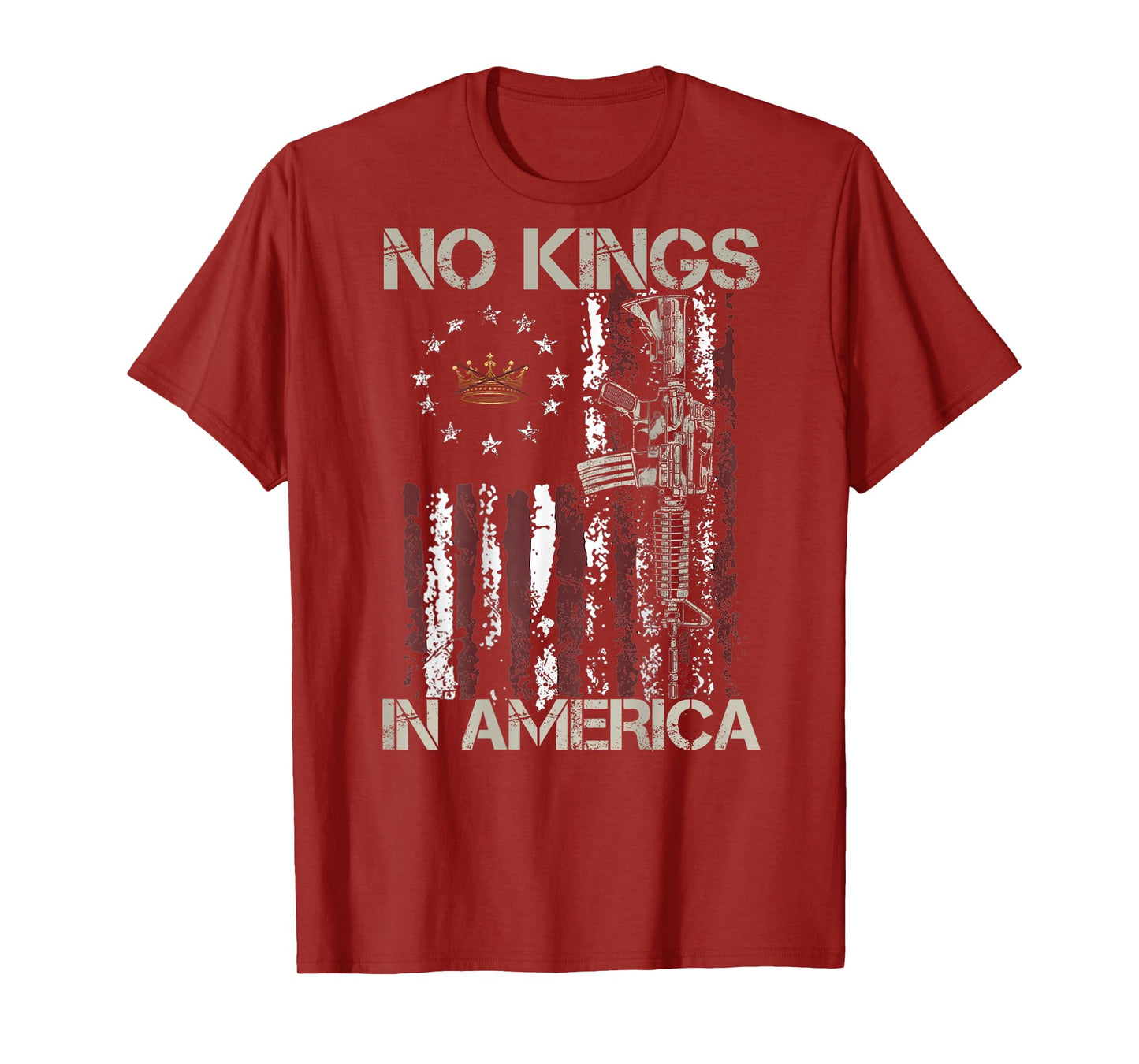 No Kings in America Vintage us Flag No Kings (ON Back) T-Shirt
