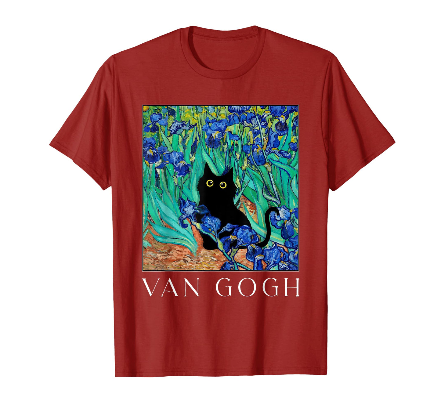 Funny Van Gogh Iris Flowers Cat Meme Van Gogh Art Graphic T-Shirt