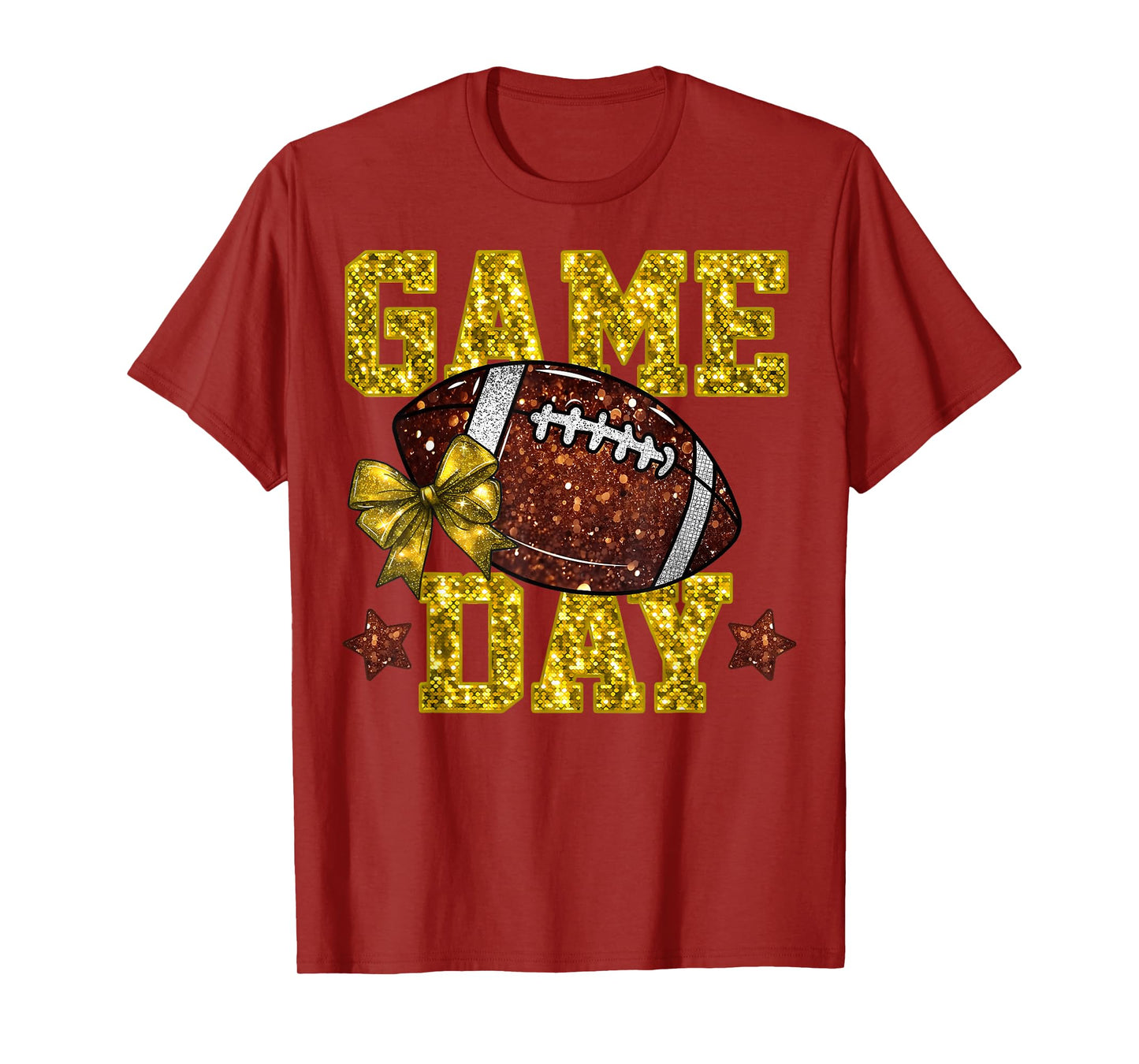 Game Day Football Yellow Coquette Bow Team Spirit Touchdown T-Shirt