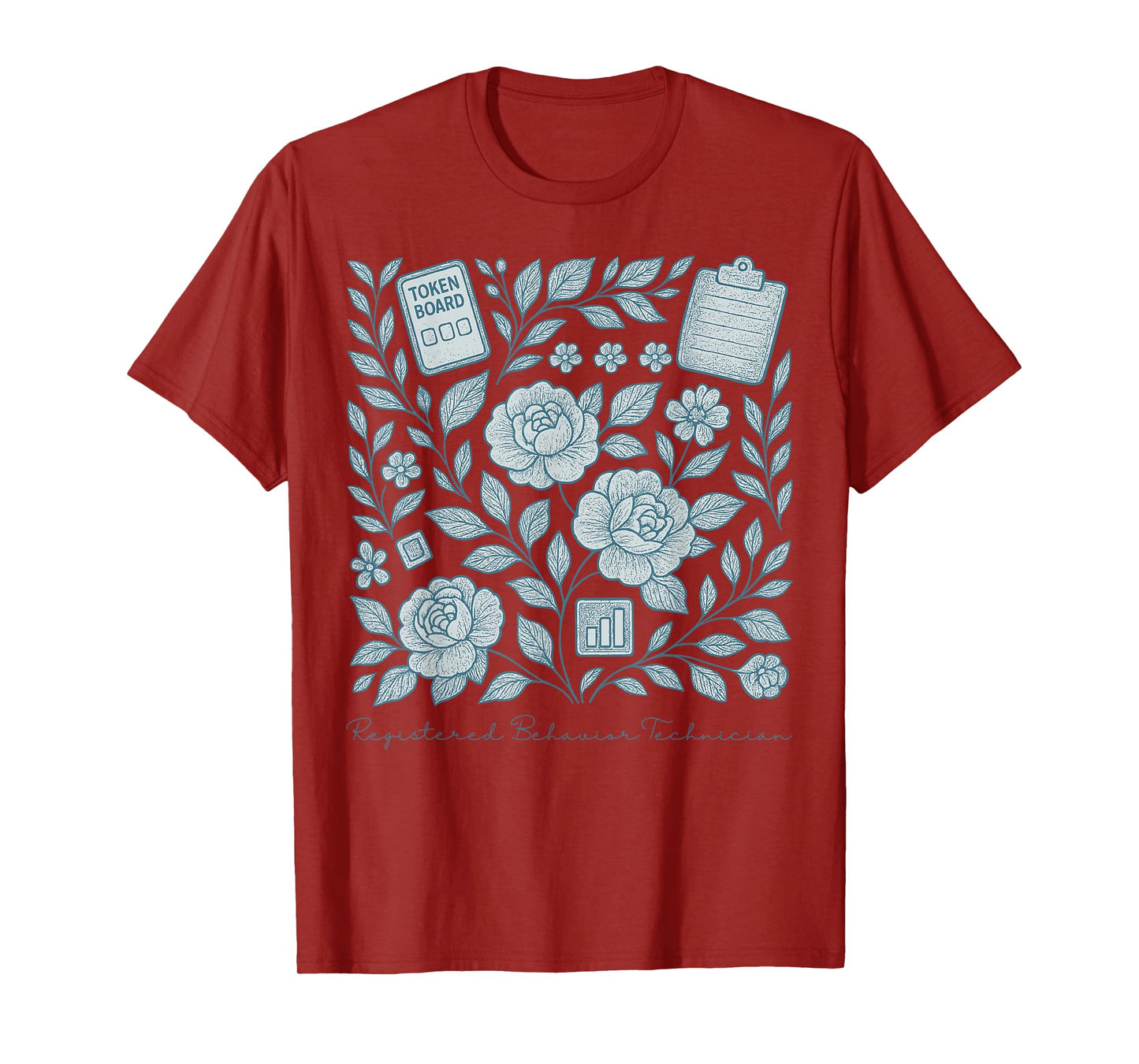 Retro Floral Registered Behavior Technician RBT Therapist T-Shirt
