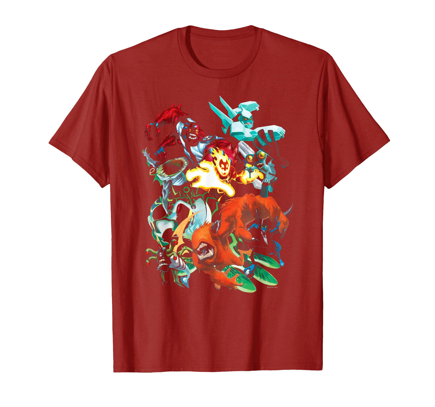 Ben 10 Colorful Alien Poses Collage Cartoon T-Shirt