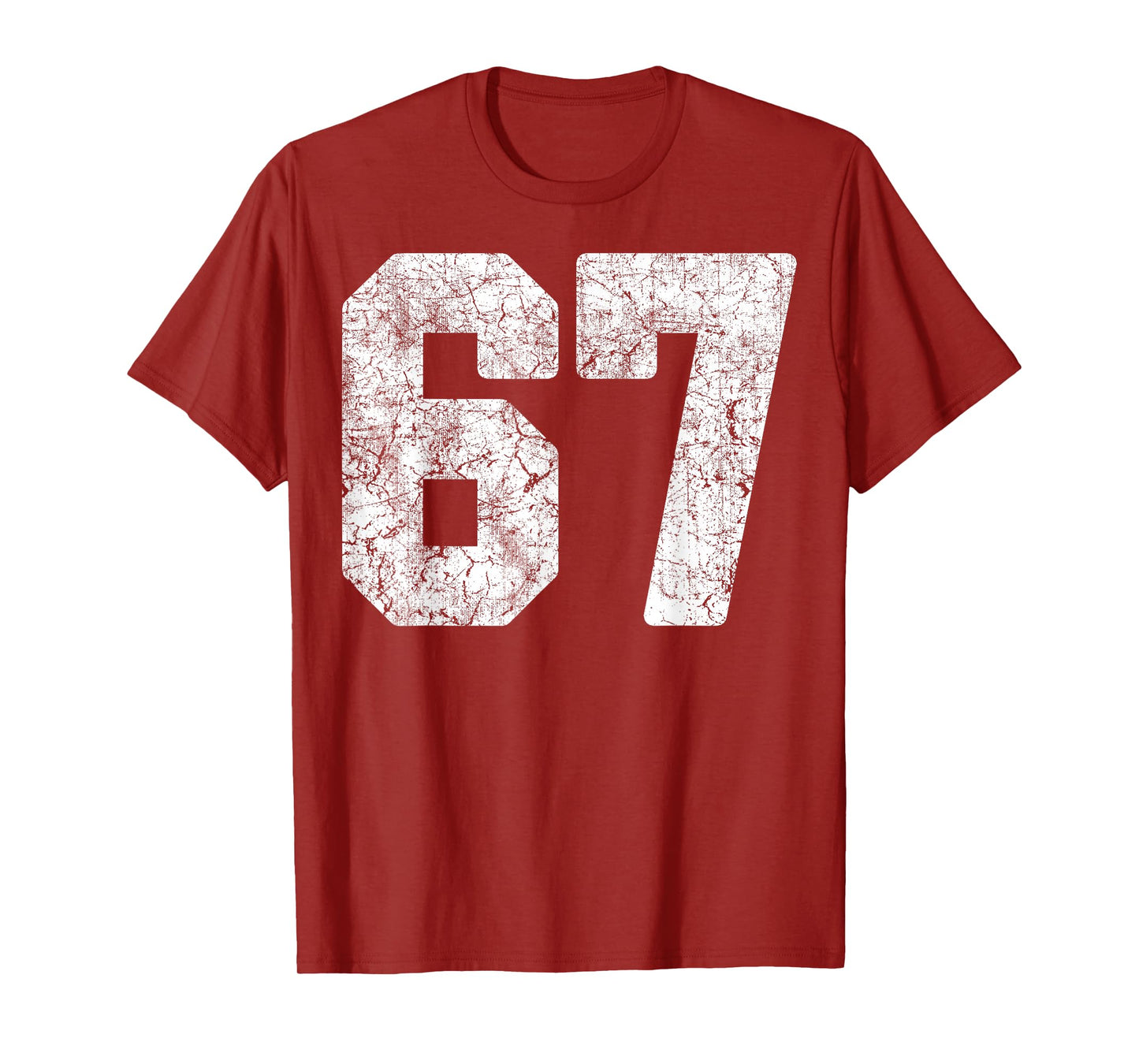 Distressed White Number 67 Jersey Player Uniform #67 Grunge T-Shirt