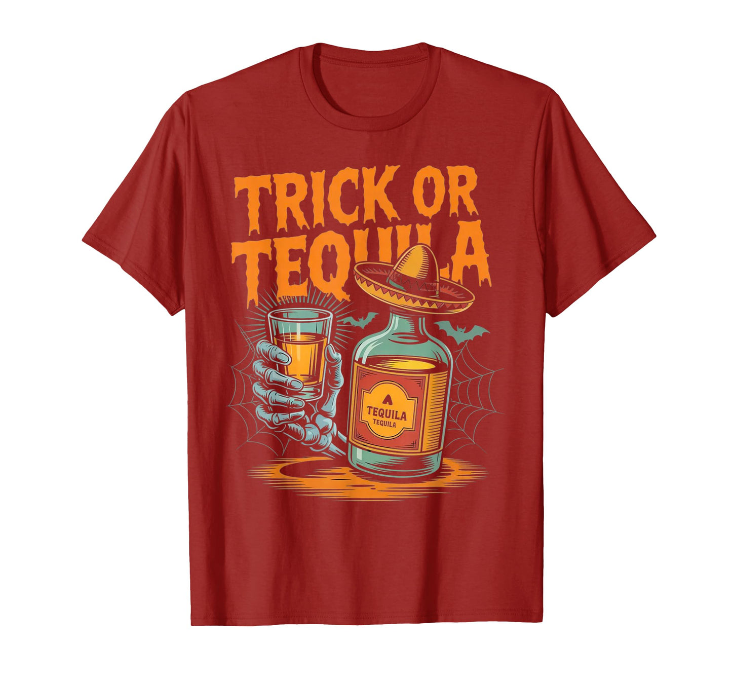 Trick or Tequila Bartender Men Women Funny Halloween Costume T-Shirt