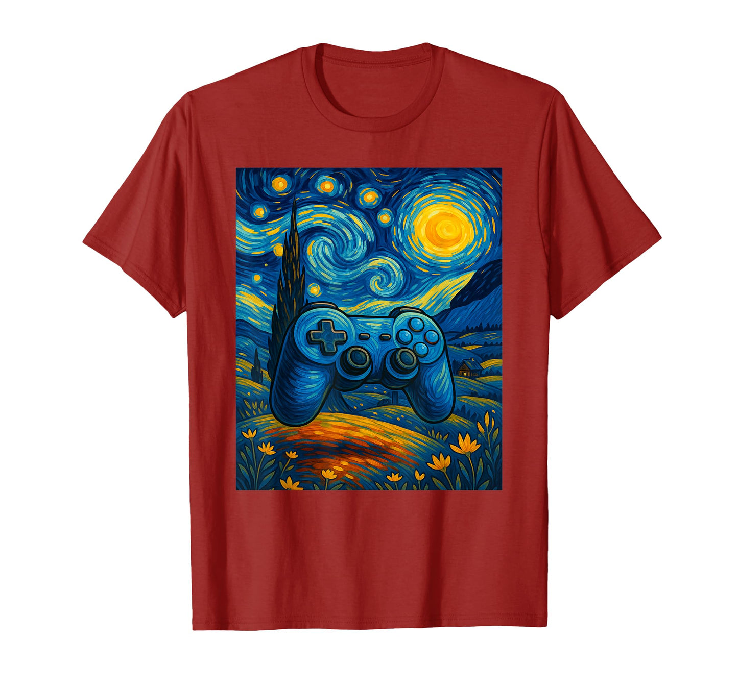 Starry Night Gaming Controller Van Gogh Style Gamer Art T-Shirt