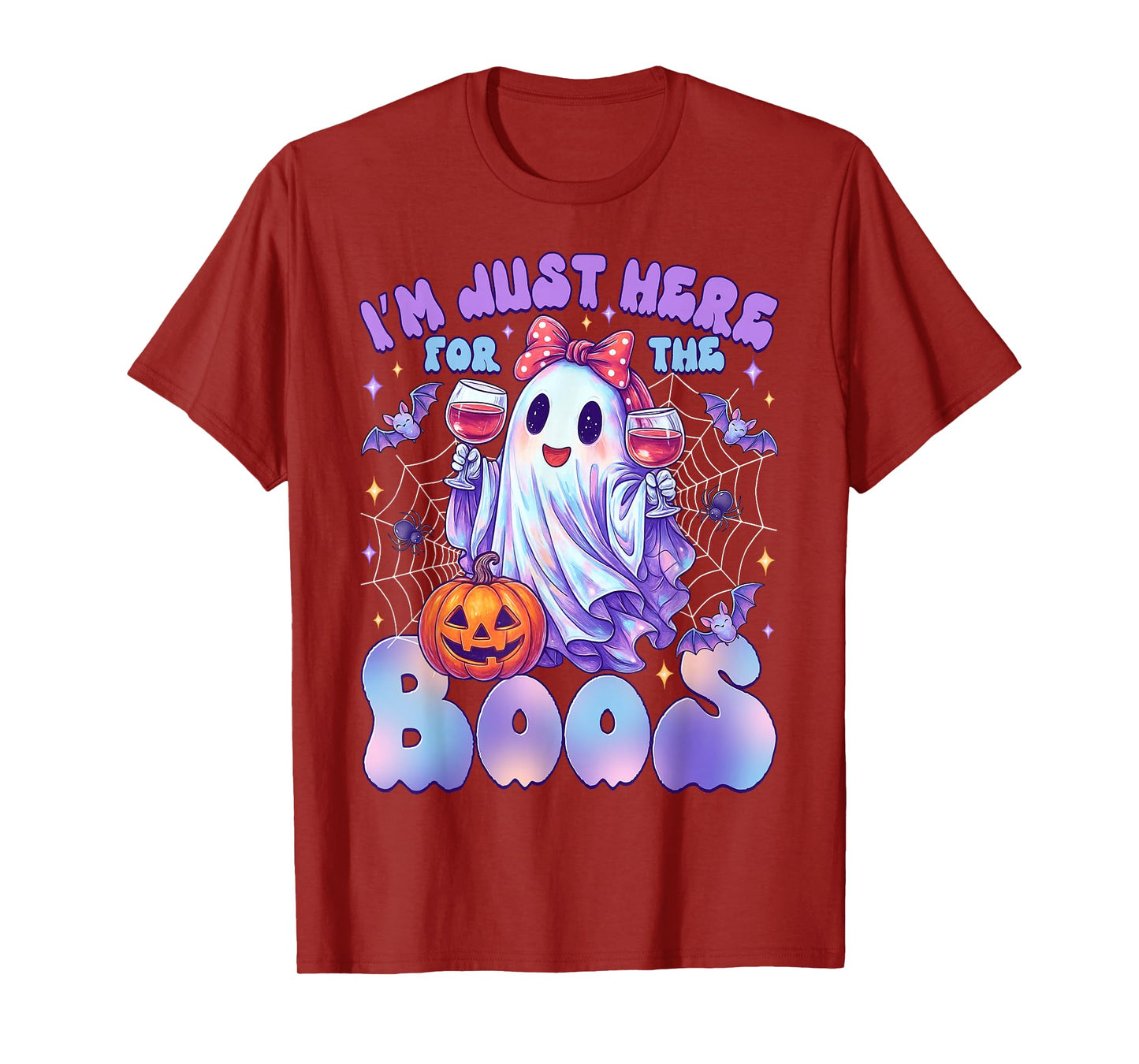Funny I'm Just Here for The Boos Cute Halloween Ghost Women T-Shirt