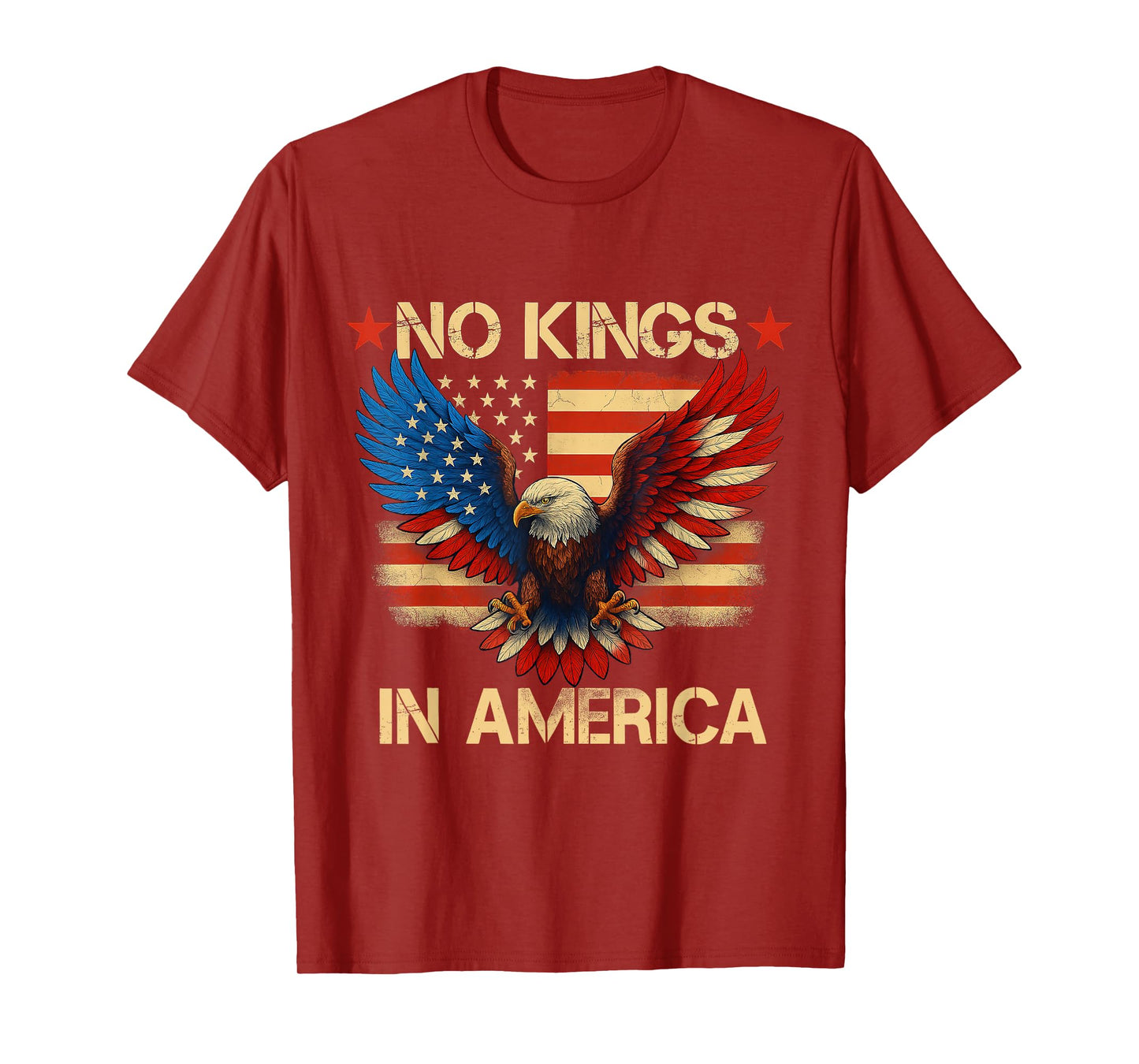 No Kings In America USA Flag Democracy Eagle Patriotic T-Shirt