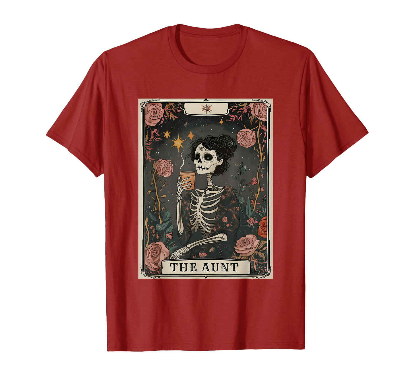 The Aunt Tarot Card Women Skeleton Aunty Coffee Lover T-Shirt