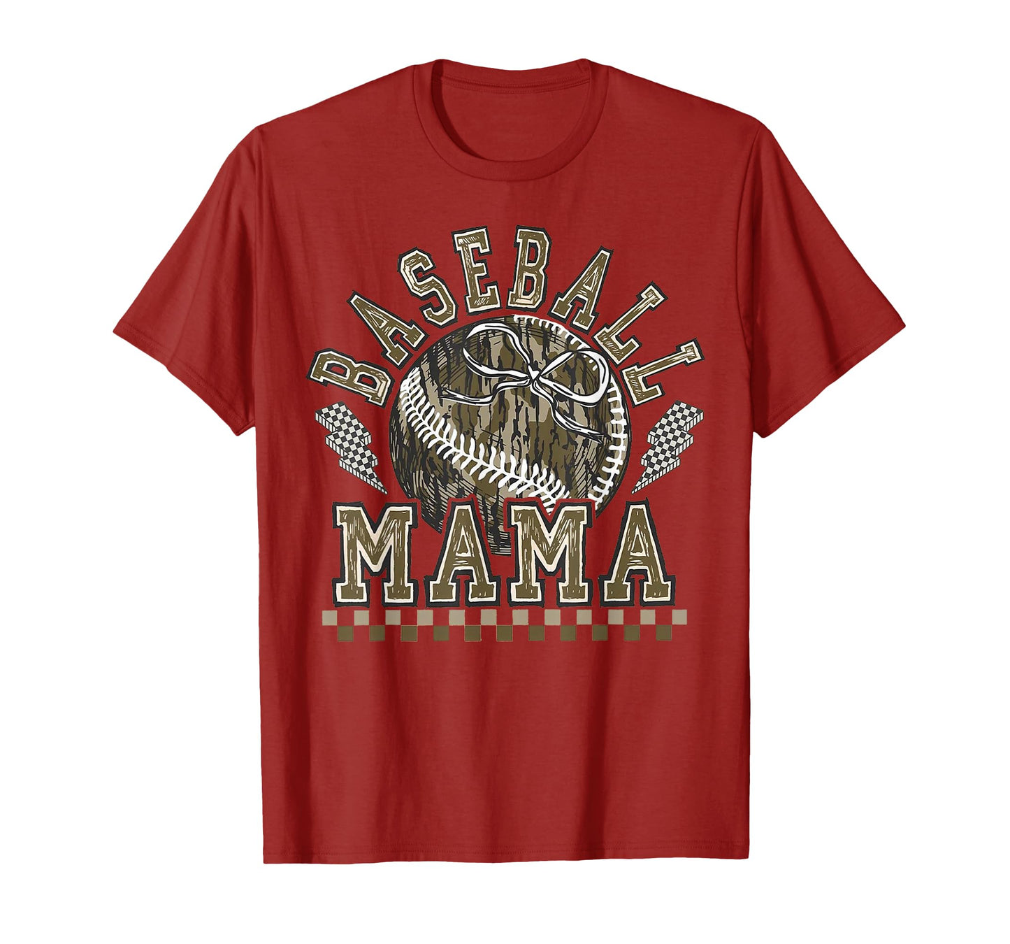 Retro Baseball Camo Mama Game Day Tis The Season Sports Mom T-Shirt