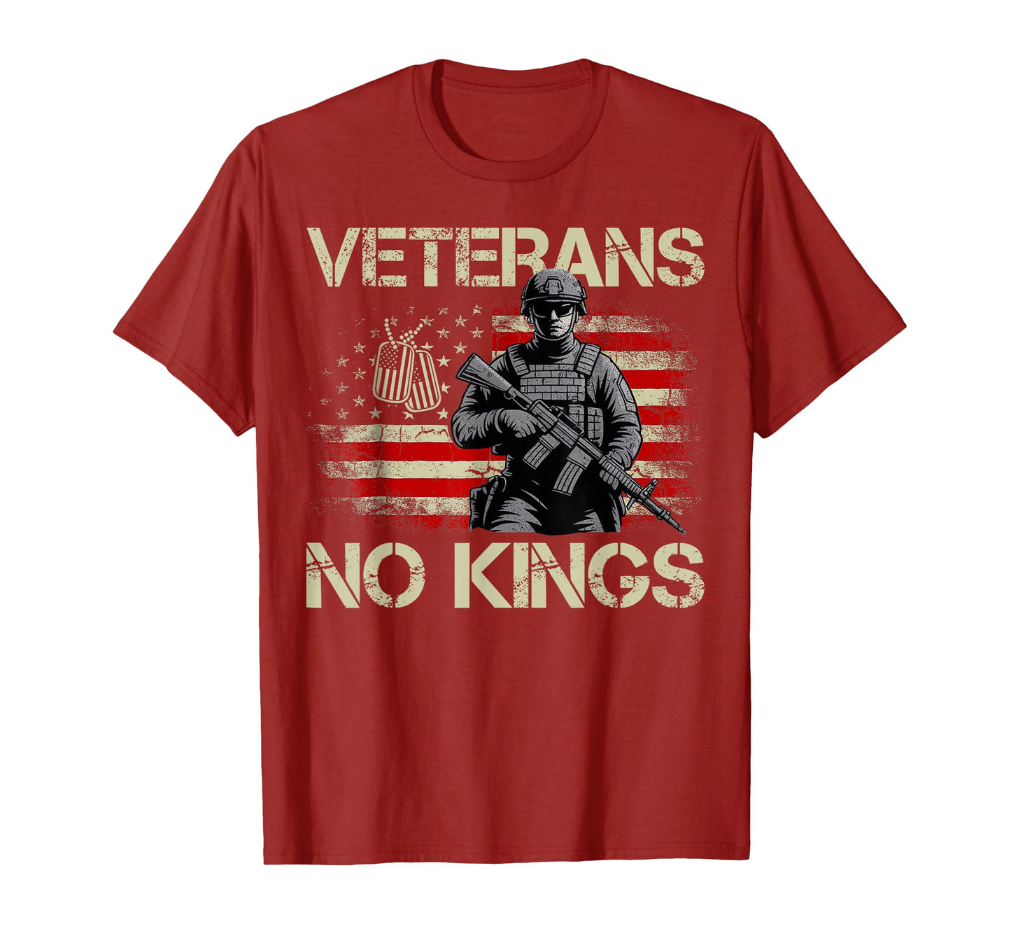 No Kings Veterans Patriotic America Flag Men Women T-Shirt