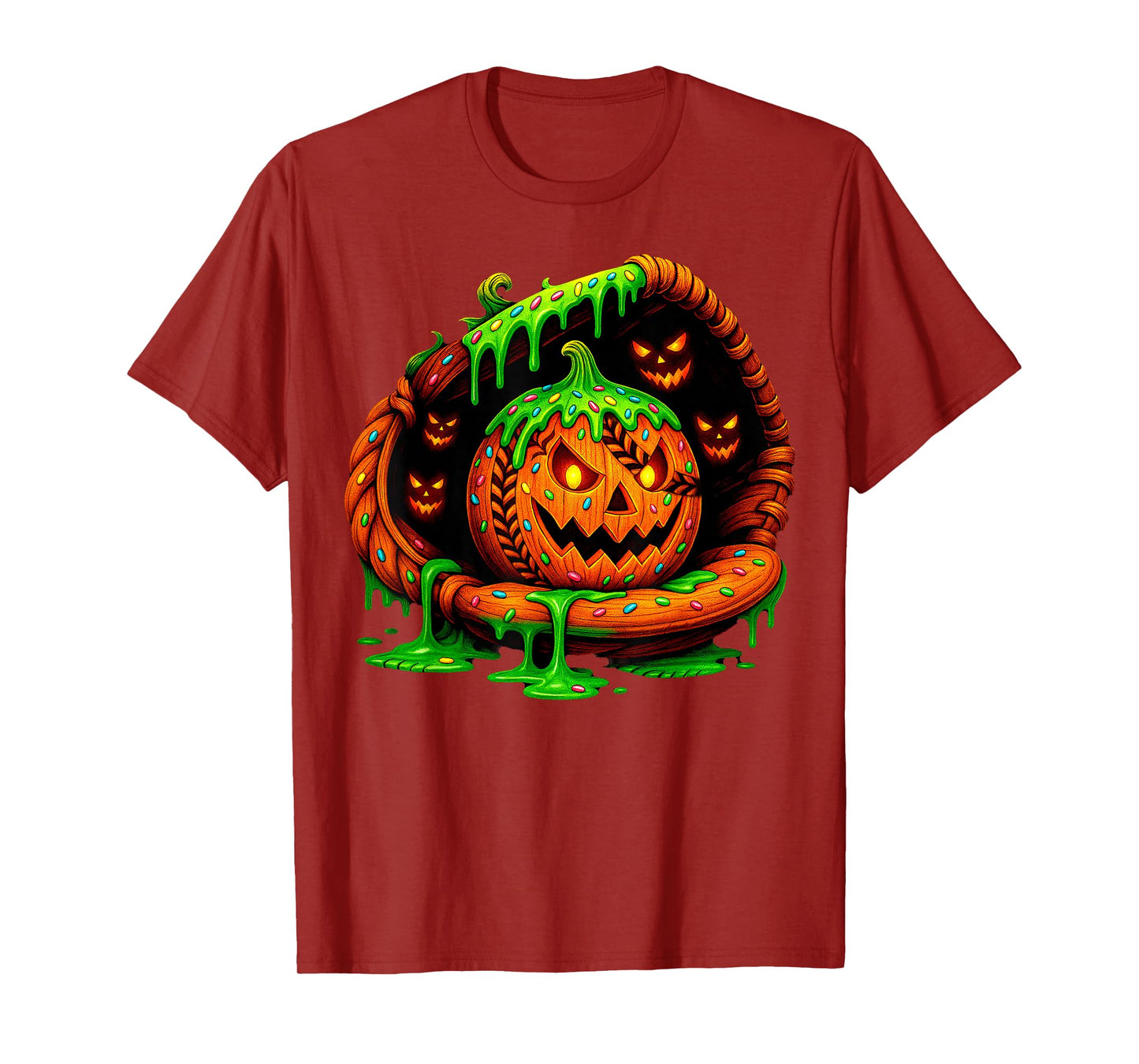 Jack O lantern Dripping Baseball Halloween Custome Men Boy T-Shirt