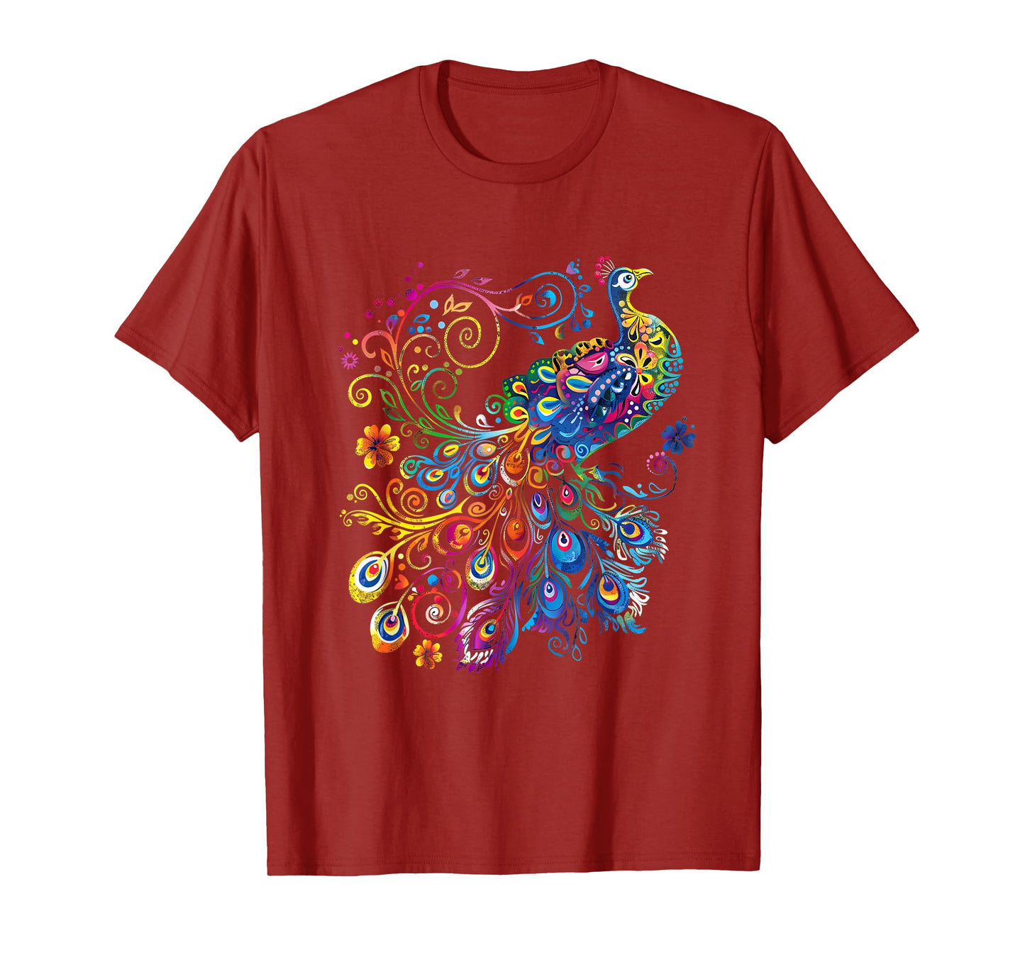 Feather Peacock Lover Artwork Animal Colorful Peacock Bird T-Shirt