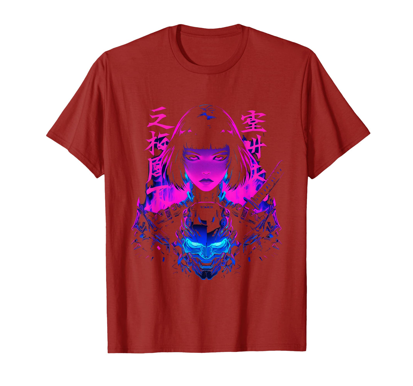 Cyberpunk Anime Samurai Girl Manga Gothic Japanese Gamer T-Shirt