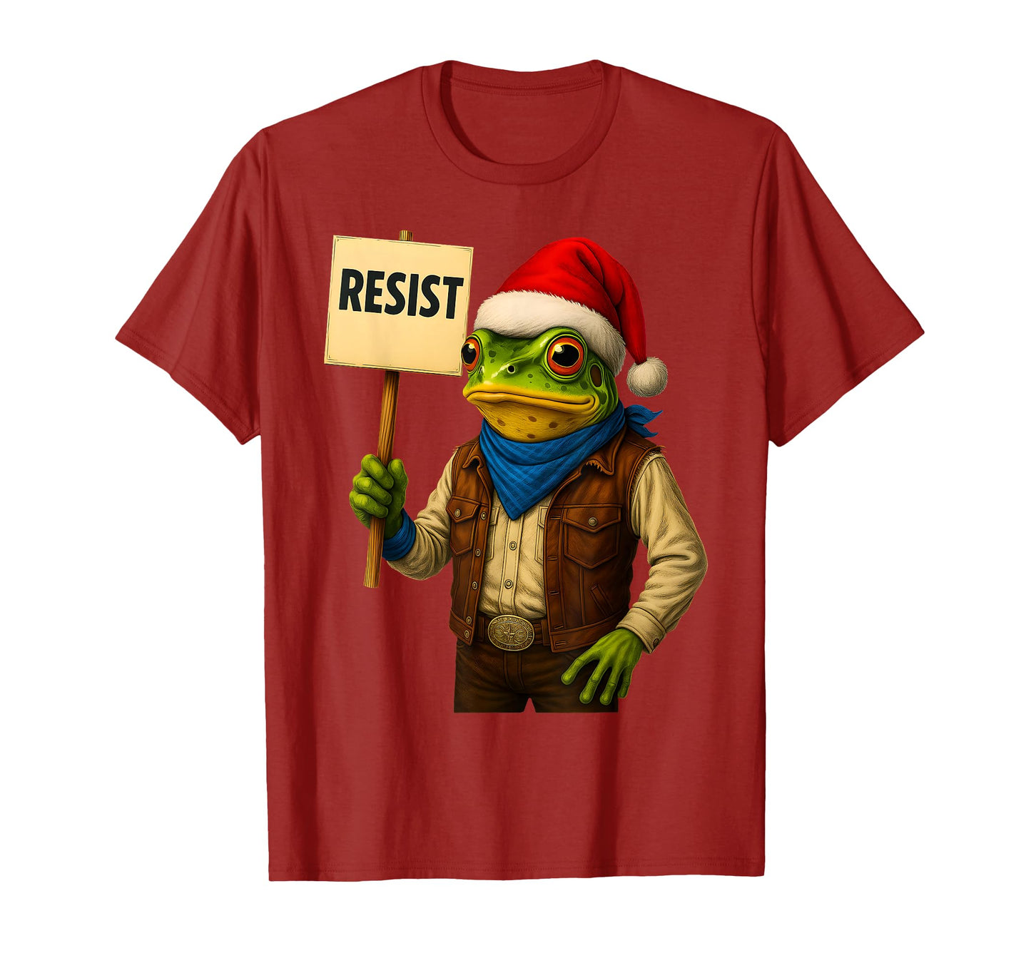 Funny Santa Frog Protest for Men and Women No Kings T-Shirt