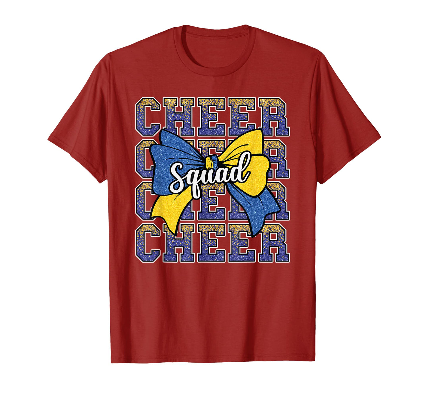 Blue Yellow Cheer Squad Funny Cheerleader Cheerleading Team T-Shirt