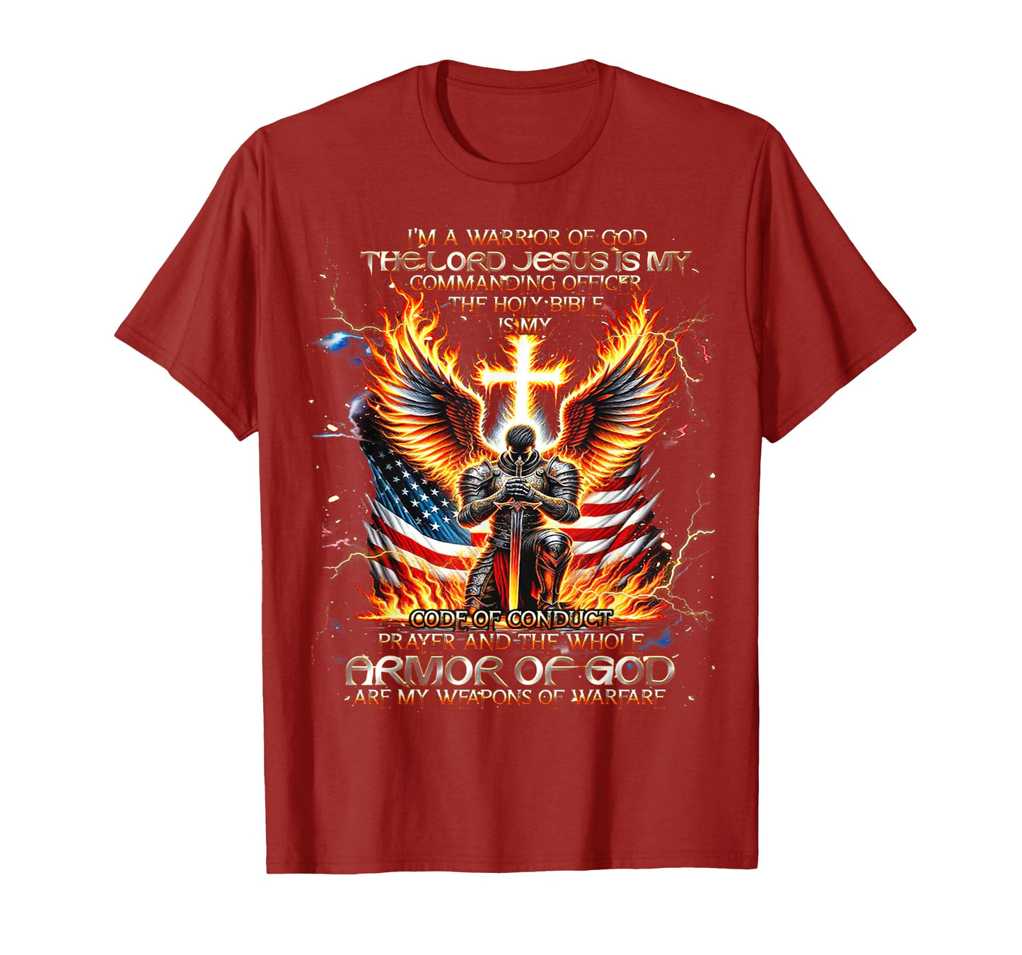 I'm A Warrior Of God The Lord Jesus Is My Commanding- Knight T-Shirt