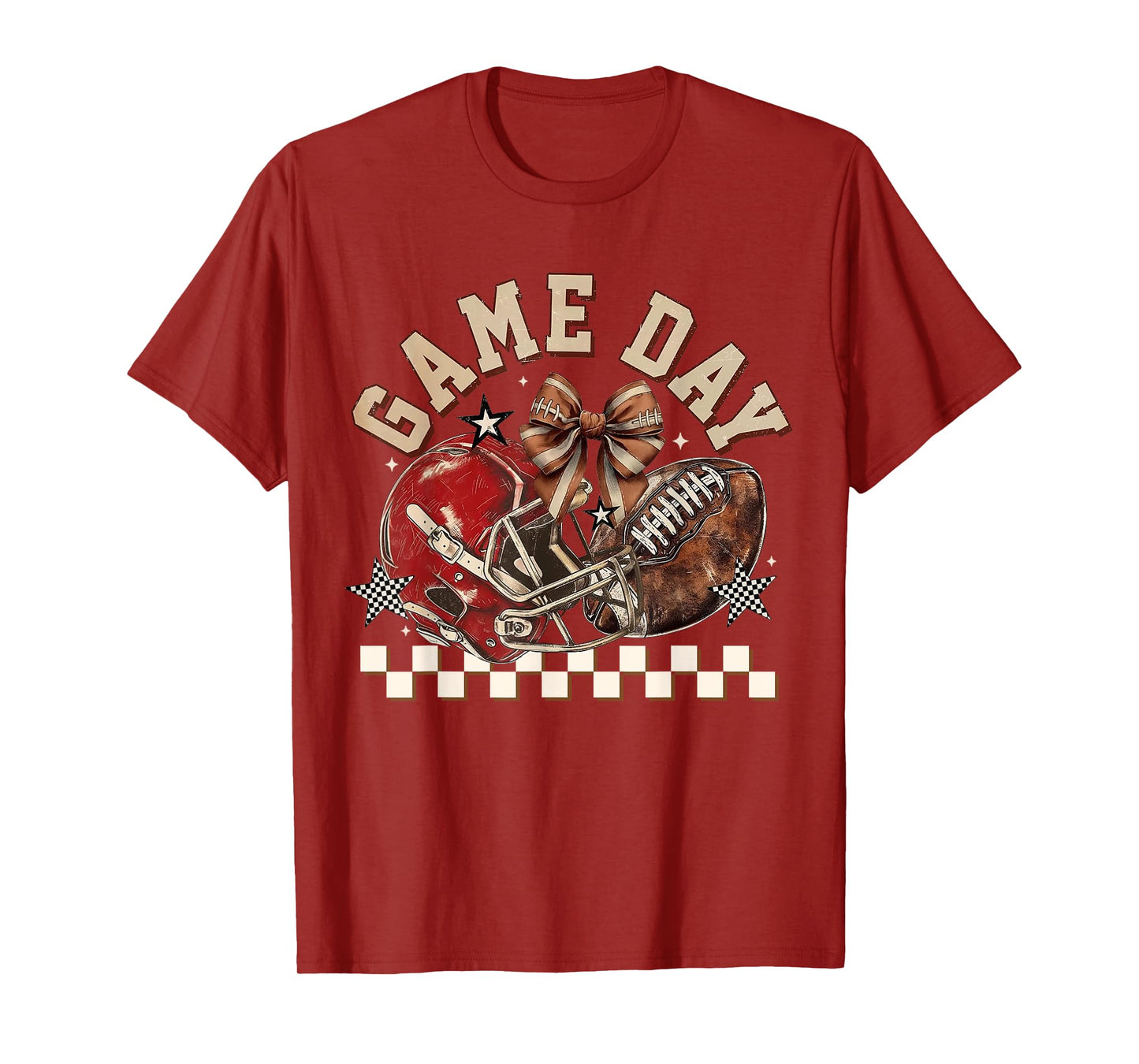 Vintage Football Mom Red Coquette Bow Game Day Women Girl T-Shirt