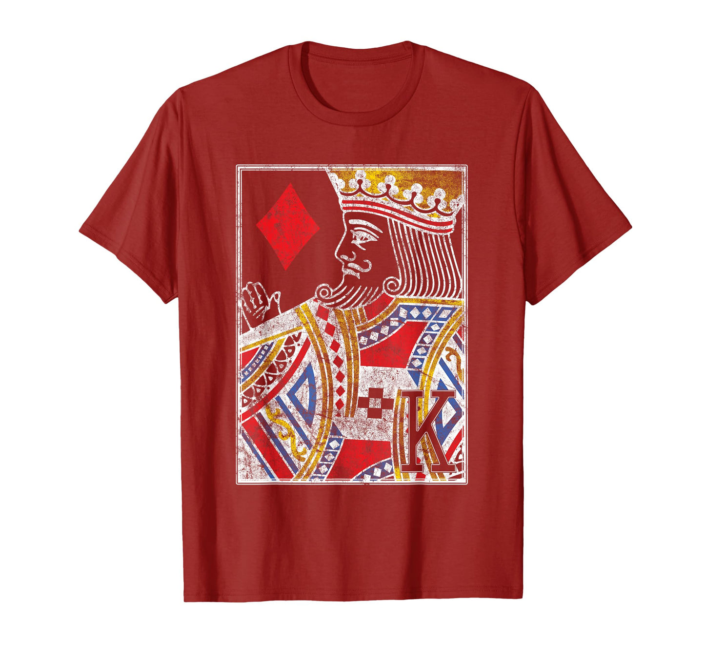 King of Diamonds Vintage Look Distressed Playing Card T-Shirt