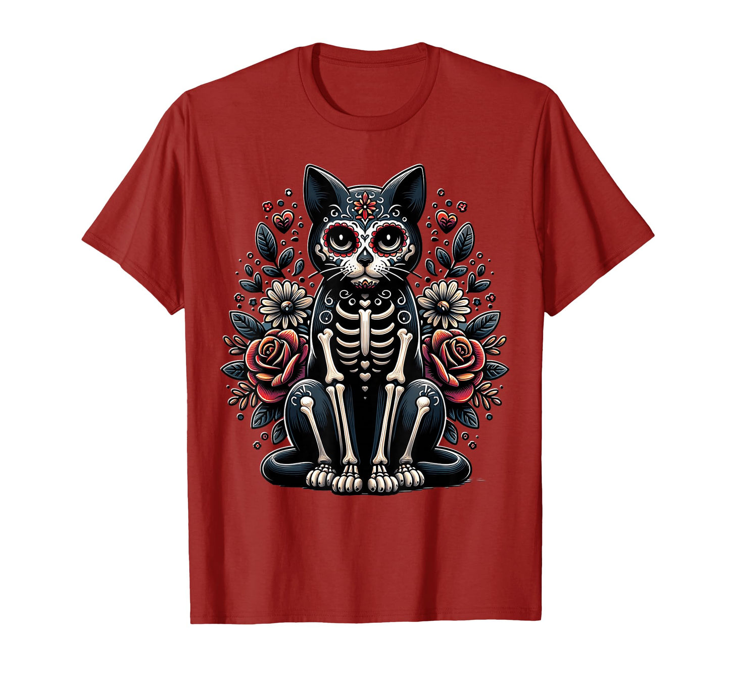 Cat Dia De Los Muertos Black Cat Halloween Grumpy Black Cat T-Shirt