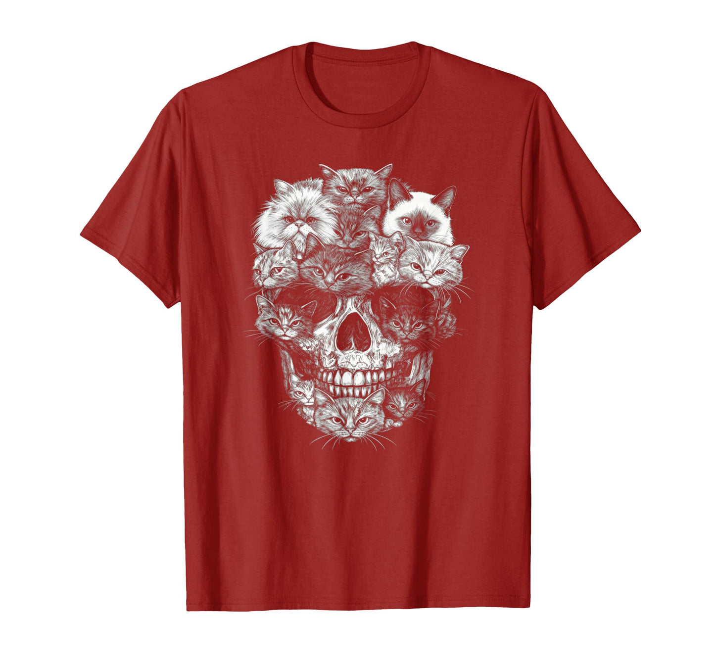 A Skull But It's Cats Kitty Skeleton Halloween Cat Skull T-Shirt