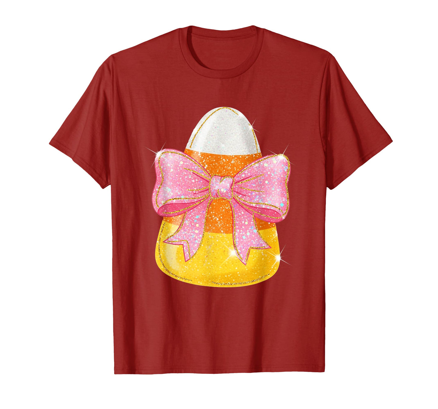 Girly Halloween Candy Corn Trick or Treat Coquette Bow Kids T-Shirt