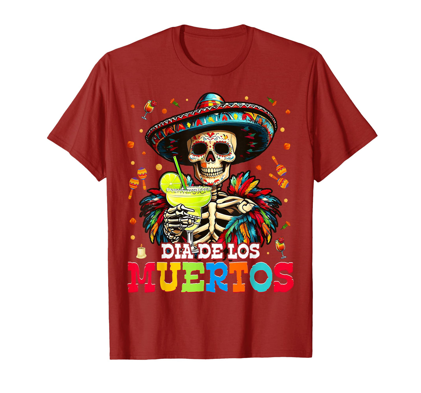 Day The Dead Mens Sugar Skull Skeleton Dia De Los Muertos T-Shirt