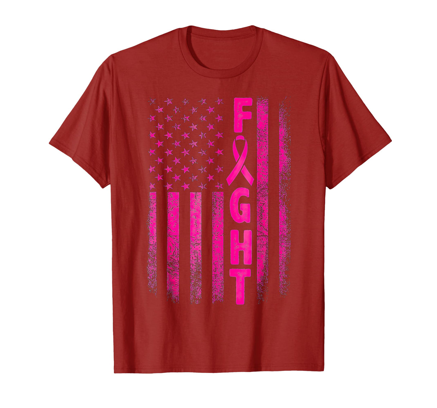 Fight Breast Survivor American Flag Breast Cancer Awareness T-Shirt